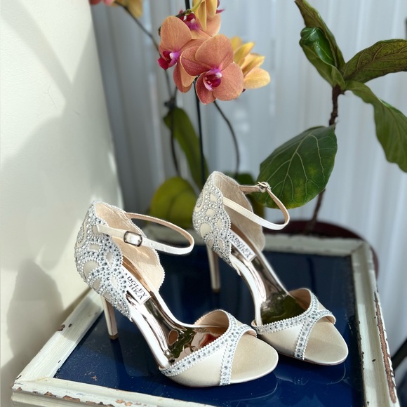 Badgley Mischka Roxy Ankle Strap Evening Shoes IVORY - Picture 11 of 16